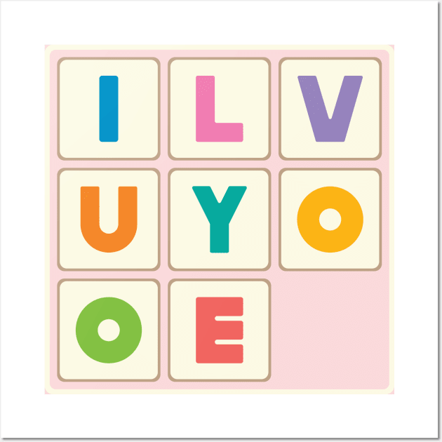 I LOVE YOU LETTERING WORDS PUZZLE Retro Vintage Valentines Day Game - UnBlink Studio by Jackie Tahara Wall Art by UnBlink Studio by Jackie Tahara